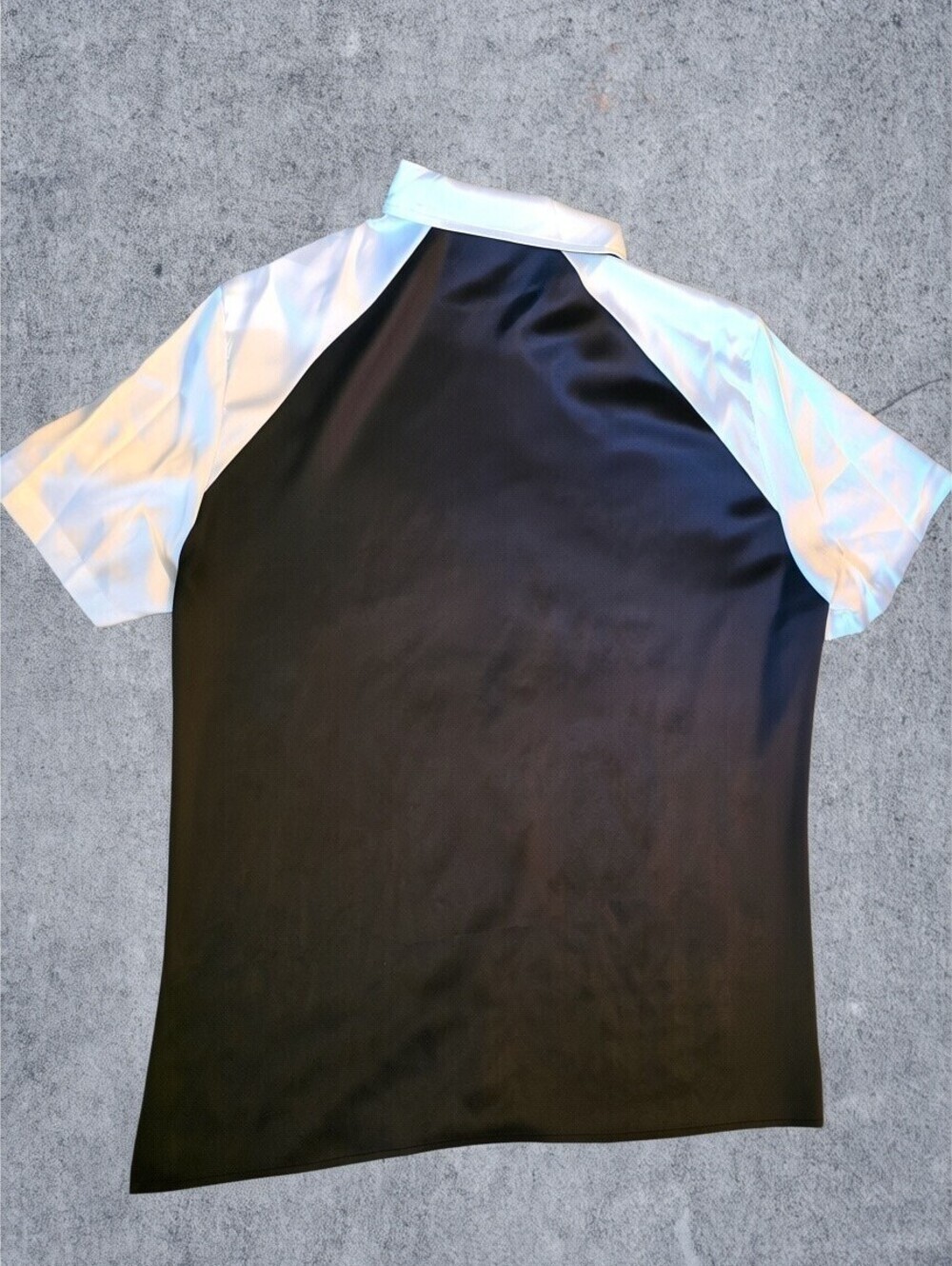 NWT MANLY Color Block Bowling Shirt Large Black White Button Up Retro Shirt - Picture 10 of 10